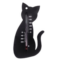 Műanyag fekete cicás hőmérő