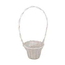Hasított fa kosár fehér füles 16cm