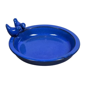 Mázas agyag madáritató kék színben 32cm