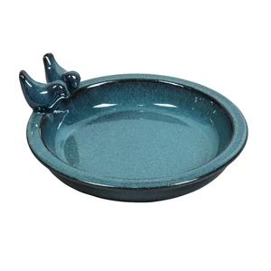 Mázas agyag madáritató türkiz színben 22cm