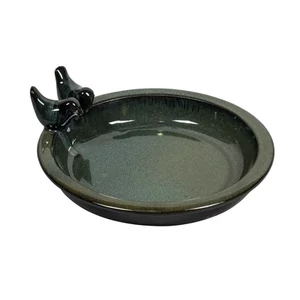 Mázas agyag madáritató zöld színben 32cm