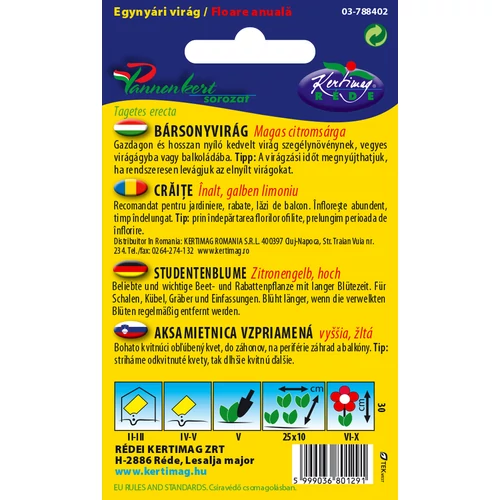 Kép 2/2 - Bársonyvirág - Óriásvirágú Sárga - Rédei Kertimag