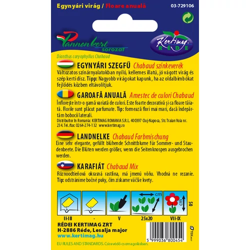 Kép 2/2 - Egynyári Szegfű - Chabaud színkeverék - Rédei Kertimag