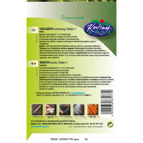 Kép 2/2 - Sárgarépa MAGSZALAG - Flakker 2 - Rédei Kertimag