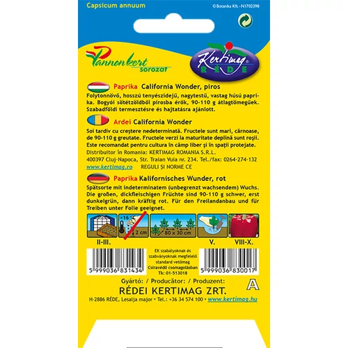 Kép 2/2 - Kaliforniai Paprika - Piros - Rédei Kertimag