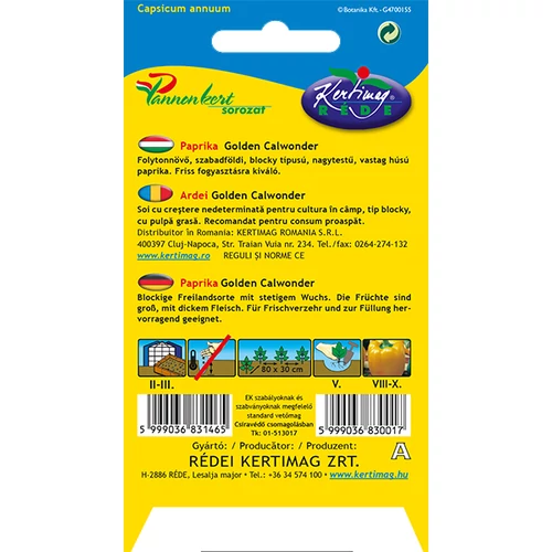 Kép 2/2 - Kaliforniai Paprika - Sárga -  Rédei Kertimag