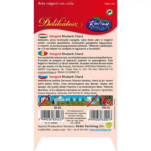 Kép 2/2 - Mángold - Rhubarb Chard - PIROS - Rédei Kertimag
