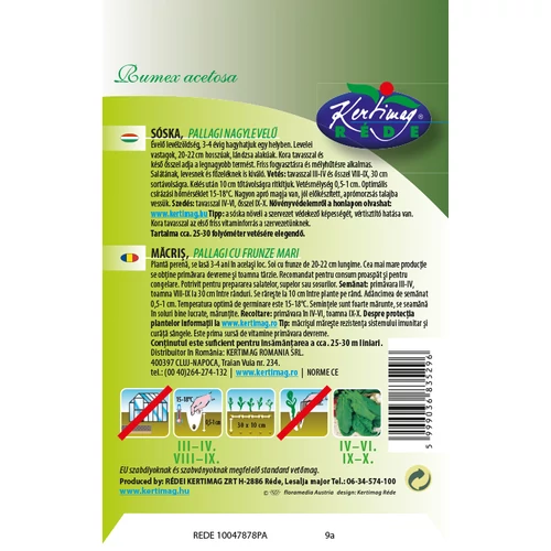 Kép 2/2 - Sóska - Pallagi Nagylevelű - ÁTTELELŐ - Rédei Kertimag