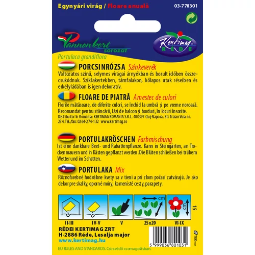 Kép 2/2 - Porcsinrózsa - Féltelt virágú Színkeverék - Rédei Kertimag