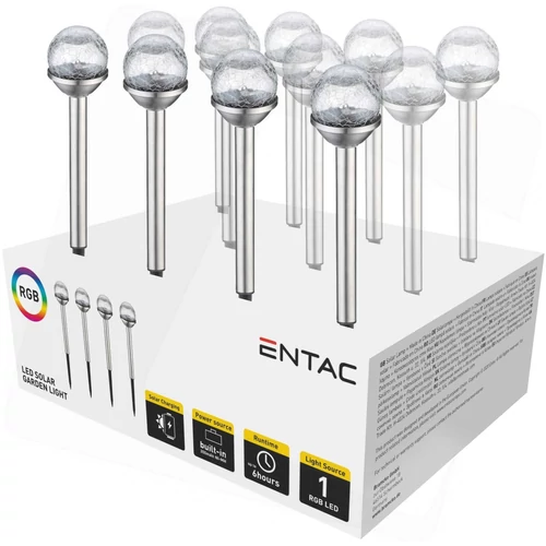 Kép 2/2 - 	 ENTAC Rozsdamentes napelemes kerti lámpa 34cm SZÍNES LED
