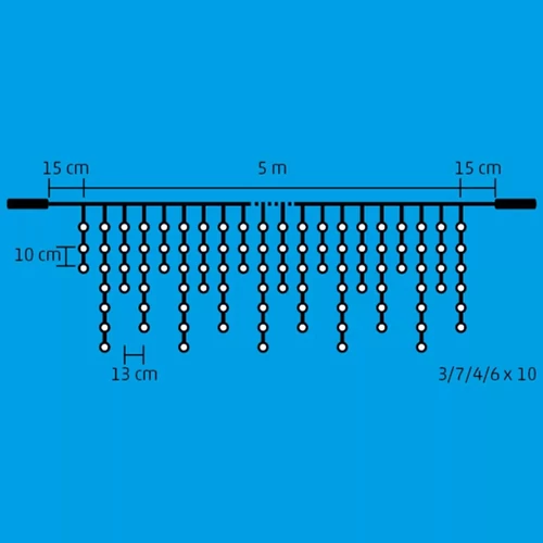 Kép 2/2 - Sorolható Jégcsap Fényfüggöny 5m 200LED Melegfehér