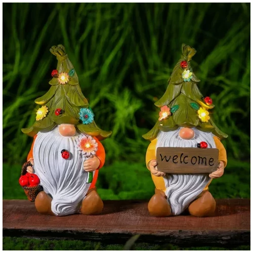 Kép 2/2 - Szolár kerti manó Welcome felirattal 3LEDes 18,5x10cm