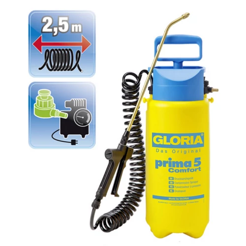Kép 1/5 - GLORIA Príma5L Comfort Nyomáspermetező SPIRÁL CSŐVEL