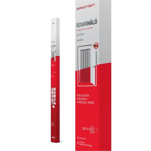 Kép 2/5 - Méretre vágható, mágneses rovarháló függöny 120x250cm SZÜRKE, Poliészter