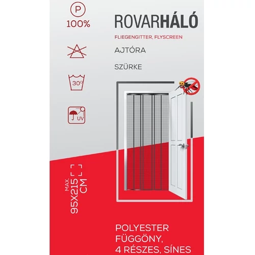 Kép 5/5 - Méretre vágható, mágneses rovarháló függöny 95x215cm SZÜRKE, Poliészter