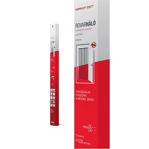 Kép 2/5 - Méretre vágható, mágneses rovarháló függöny 95x215cm FEKETE