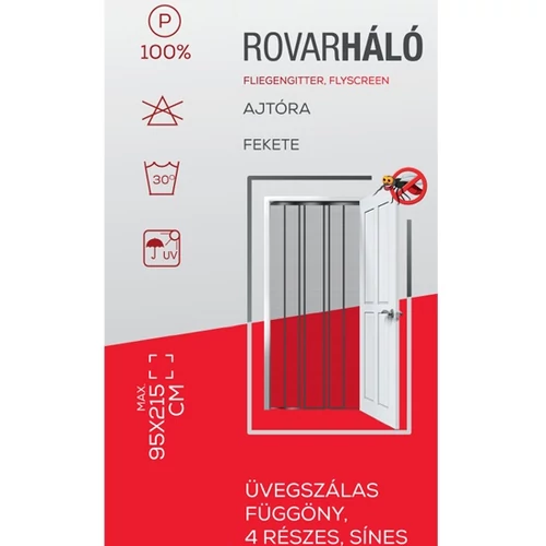 Kép 1/5 - Mágneses rovarháló függöny 95x215cm FEKETE Üvegszálas!