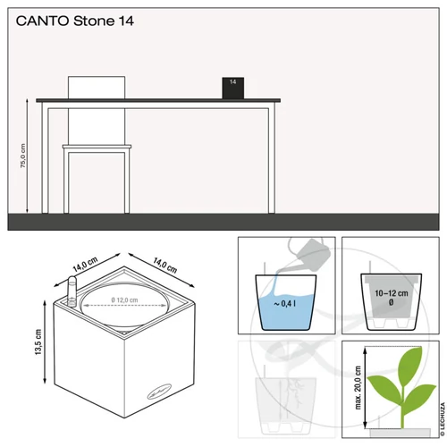 Kép 3/3 - Lechuza Canto Stone Kocka 14cm Stone Grey