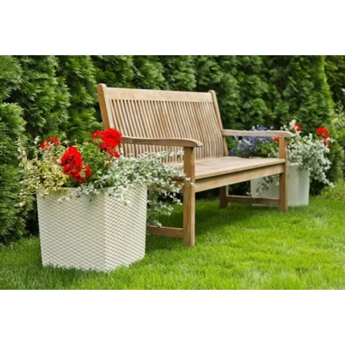 Kép 2/5 - Elegant Juka Rattan Fehér Kaspó