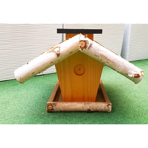 Kép 2/6 - Önetetős Madáretető Fa Zsindely Tetővel