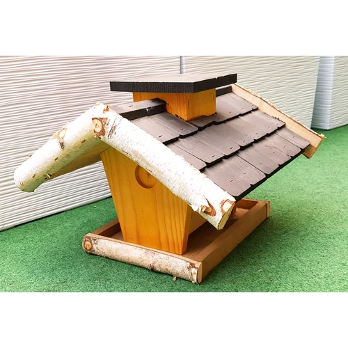 Kép 5/6 - Önetetős Madáretető Fa Zsindely Tetővel