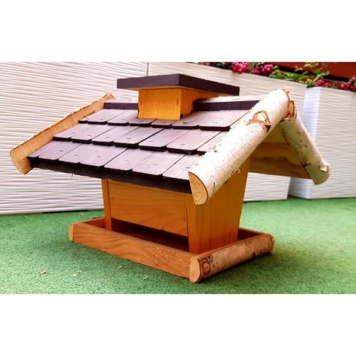 Kép 6/6 - Önetetős Madáretető Fa Zsindely Tetővel