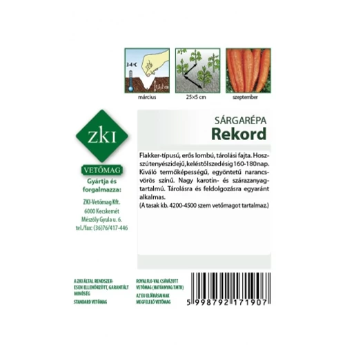 Kép 2/2 - Sárgarépa Rekord ZKI