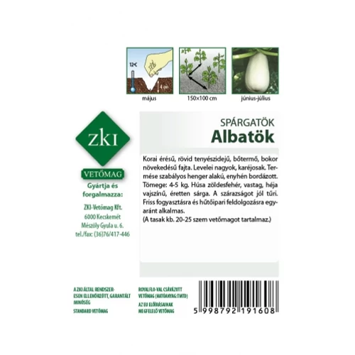 Kép 2/2 - Spárgatök Albatök - KORAI - ZKI