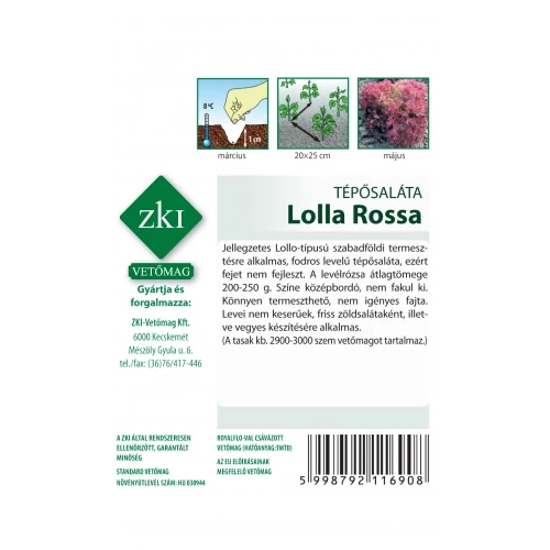 Kép 2/2 - ZKI Saláta Lolla Rossa tépősaláta