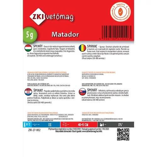 Kép 2/2 - Spenót Matador - KORA TAVASZI ÉS ŐSZI VETÉSRE - ZKI
