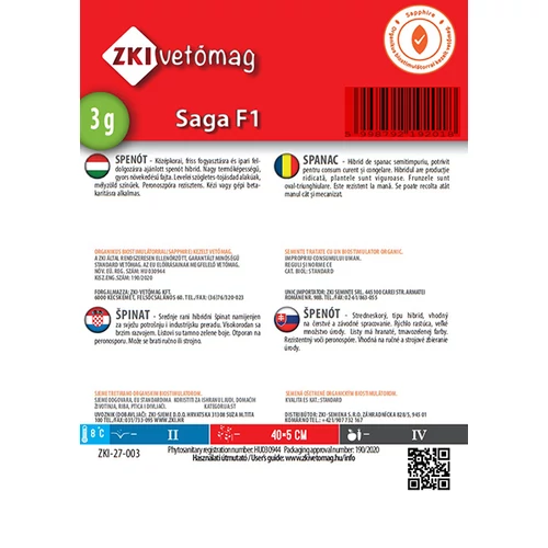 Kép 2/2 - Spenót - Saga F1 -  ELLENÁLLÓ HIBRID - ZKI