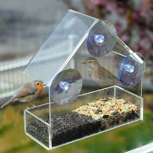 Kép 6/6 - Ablakra rögzíthető átlátszó madáretető