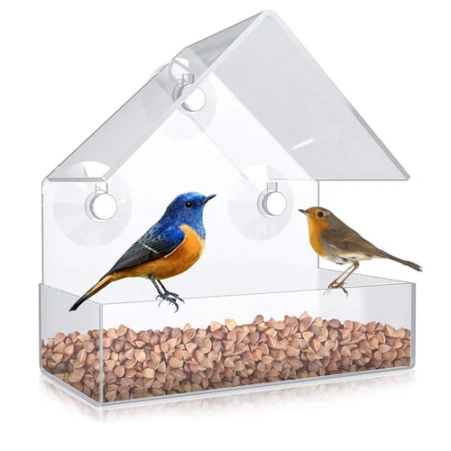 Kép 1/6 - CrystalNest Ablaketető – Tapadókorongos Akril Madáretető