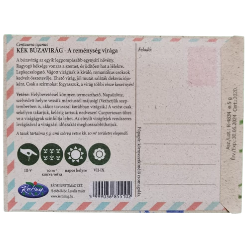 Kép 2/2 - Kék Búzavirág - verses postai levél - Rédei Kertimag
