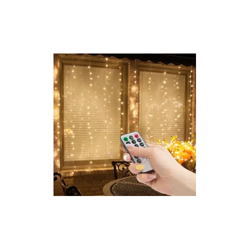 Kép 1/4 - Jégcsap Fényfüggöny 3x1m 100 Melegfehér LED távirányítóval