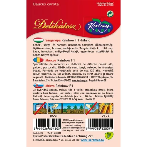 Kép 2/2 - Sárgarépa - Rainbow F1 hibrid - Rédei Kertimag