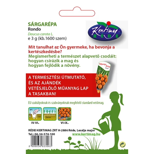 Kép 2/2 - Sárgarépa Sanyi - Rondo - GYEREKKERTÉSZ SOROZAT - Rédei Kertimag