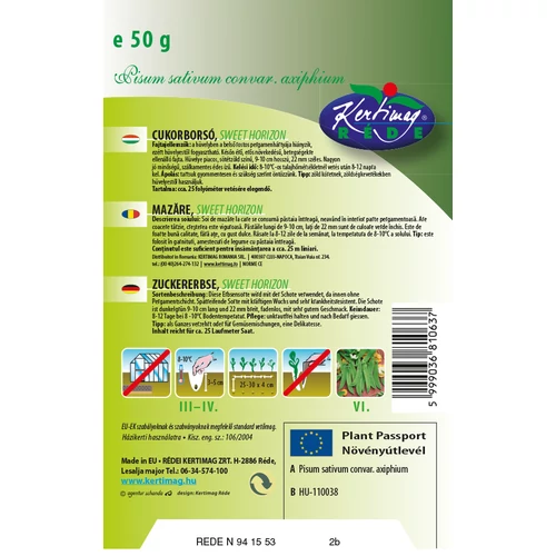 Kép 2/2 - Cukorborsó - Sweet Horizont - HÜVELYESTŐL FOGYASZTHATÓ - Rédei Kertimag