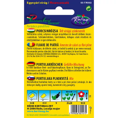 Kép 2/2 - Porcsinrózsa Telt virágú - Színkeverék - Rédei Kertimag